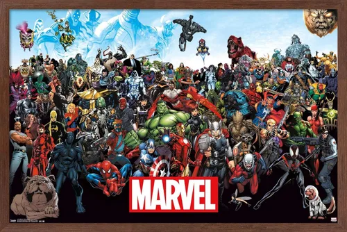 Miniatura 8 de Marvel Comics The Marvel Lineup - Póster de pared, 34 pulgadas de largo x 22.4 pulgadas de ancho, versión enmarcada de madera de granero Versión