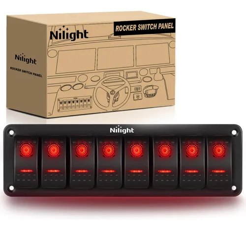 Miniatura 41 de Nilight Panel de interruptor basculante de 2 posiciones, 12V 24V DC, interruptores rojos, aluminio, 5 pines, ON OFF, precableado, impermeable