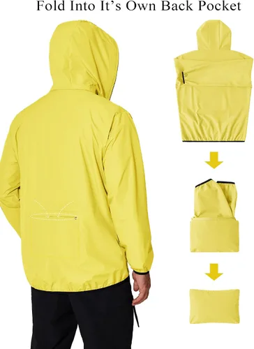 Miniatura 3 de COOFANDY Chaqueta impermeable para hombre, ligera, impermeable, con capucha, para viajes, senderismo, golf, rompevientos