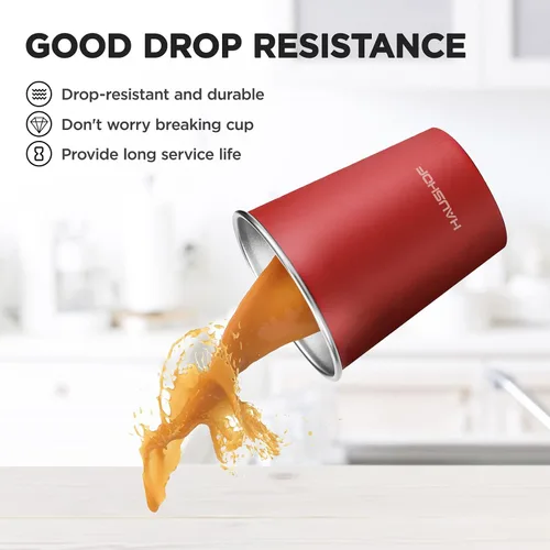 Miniatura 6 de HAUSHOF Taza de pinta, tazas de acero inoxidable de 14 onzas, tazas de metal apilables, tazas de pinta de cerveza apilables para el hogar, fiesta