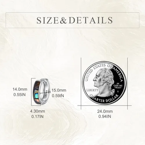 Miniatura 5 de Aretes de aro celta de concha de abulón, turquesa, ópalo, negroblanco, plata de ley, para mujer (abulón 2)