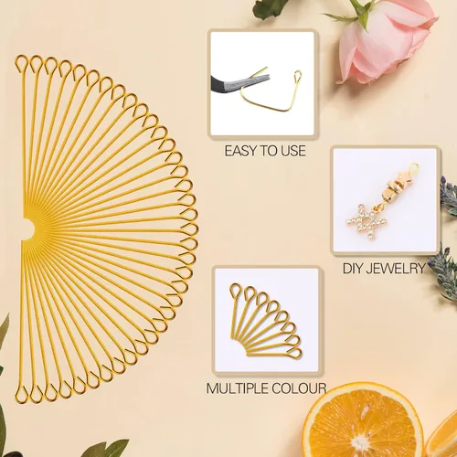 Miniatura 4 de BENBO - 1200 alfileres para la fabricación de joyas, 1200 unidades, 3 colores, alfileres de ojos abiertos, mezcla de hallazgos de joyería, bucles