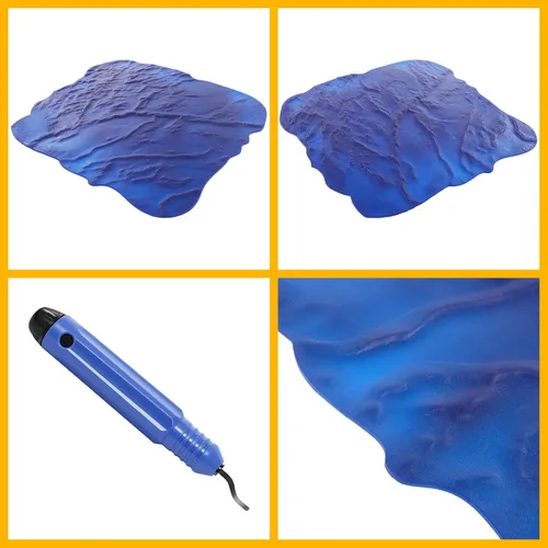 Miniatura 7 de Tapete para sello de hormigón de 35.43 x 34.25 pulgadas, molde de poliuretano con textura de piedra sin costuras para patio, entrada, patrón Azul