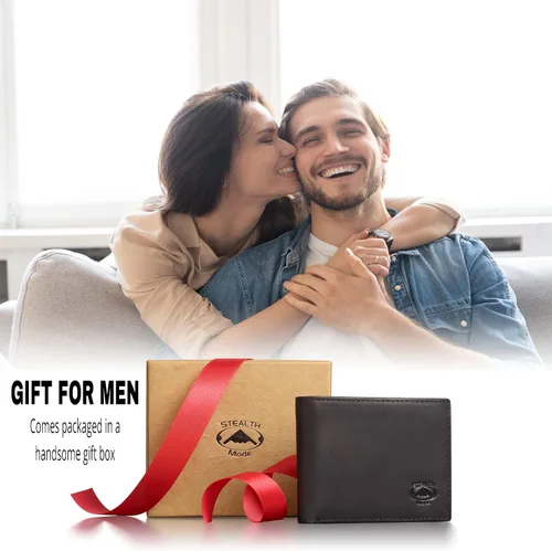 Miniatura 5 de Stealth Mode Cartera plegable de cuero para hombre con ventana de identificación y bloqueo RFID