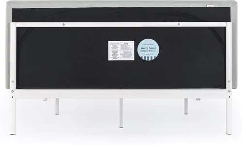 Miniatura 5 de Mellow BREE - Cama de plataforma de metal con cabecera curvada y tapizada, listones de acero, fácil montaje, gris cielo, tamaño matrimonial