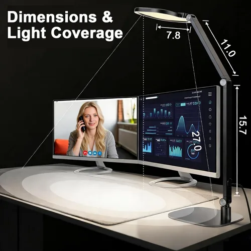 Miniatura 9 de NS Lámpara de escritorio LED profesional con control remoto, luz regulable CRI95+, 3000K – 6000K CCT ajustable, ángulo flexible, abrazadera