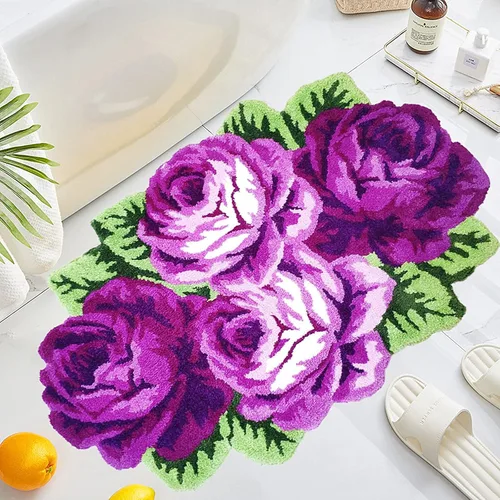 Miniatura 15 de UKELER Alfombras de baño con rosas rojas para baño, antideslizantes, absorbentes, alfombras de cocina, peludas, suaves, para dormitorio de niñas