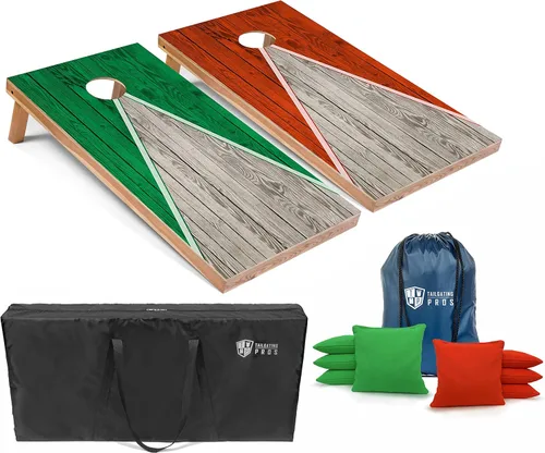 Miniatura 34 de Tailgating Pros Juego de tablero de Cornhole ligero con diseño piramidal con bolsas de frijoles y estuche de transporte, juego de cornhole
