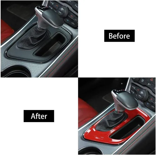 Miniatura 6 de Voodonala para Challenger Cubiertas de panel de cambio de marchas, accesorios decorativos para Dodge Challenger 2015-2022 (rojo)