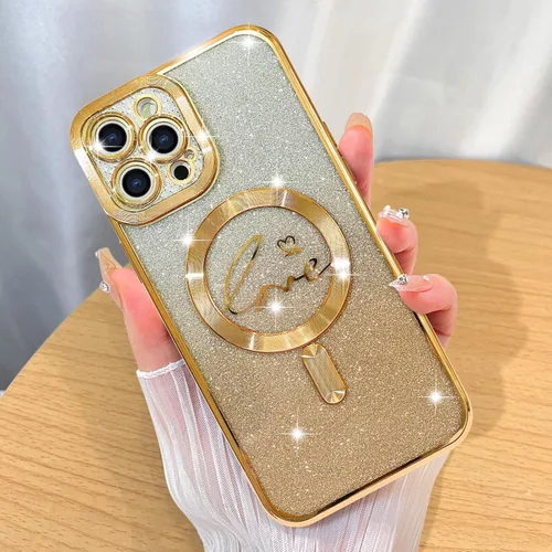 Miniatura 16 de ZIYE Funda Magnética Diseñada para iPhone 11 Funda con Purpurina Plateado de Lujo Corazón de Amor Compatible con MagSafe Funda Transparente