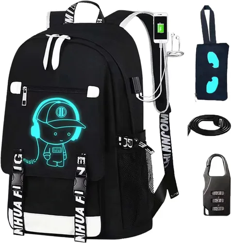 Miniatura 8 de Mochila escolar para niños, mochila estampada para adolescentes, mochila escolar grande de anime, mochila reflectante al aire libre. Mochila
