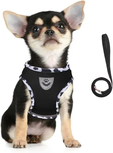 Miniatura 12 de FEimaX Juego de arnés y correa para perro, malla suave ajustable, de fácil control, chaleco ligero para gatos con tiras reflectantes, a prueba