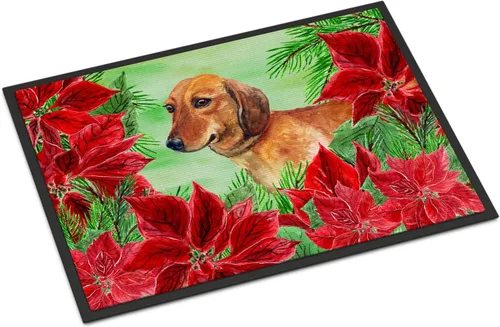 Miniatura 102 de Caroline's Treasures CK1311MAT Cavalier Spaniel Poinsettas - Felpudo de 18 x 27 pulgadas, tapete para puerta delantera, interior y exterior