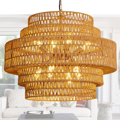 Miniatura 13 de Luces Colgantes de Cúpula de 15.75 Pulgadas, Luz de Metal Negro Dorado para Comedor, Accesorios de Iluminación de Candelabro Colgante Grande Moderno