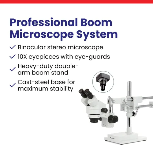 Miniatura 7 de AmScope SM-4B microscopio profesional de zoom estéreo binocular, oculares WH10x, aumento de 7X-45X, objetivo del zoom 0.7X-4.5X, soporte de brazo