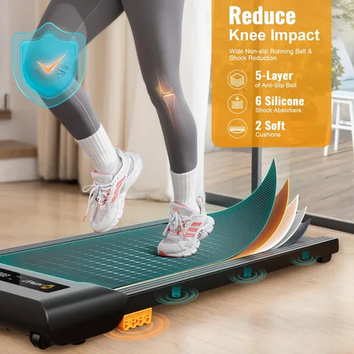 Miniatura 7 de HiFast Caminadora Plegable, Cinta de Correr de 2.5HP Bajo el Escritorio para Oficina en Casa, Capacidad de 300 Libras, Caminadoras Portátiles