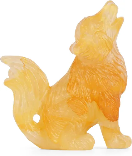 Figuras decorativas de lobo de cola grande de cristal de citrino de 2.0 pulgadas, estatua de lobo, piedras curativas, escultura tallada a mano,