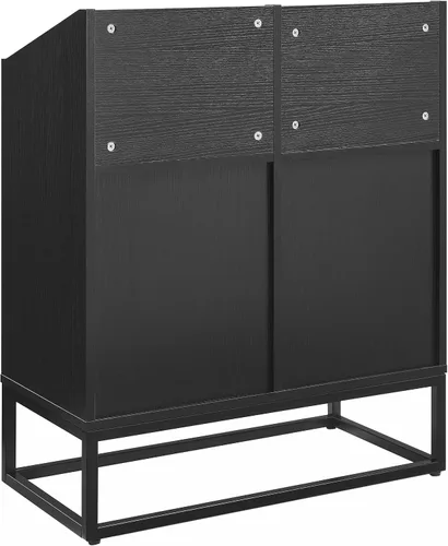 Miniatura 9 de Crosley Furniture Enzo - Moderno soporte de almacenamiento de discos de vinilo, estantes abatibles orientados hacia adelante para discos, color negro