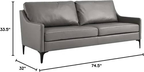 Miniatura 3 de Modway Sofá Corland de cuero y metal de estilo moderno en acabado gris