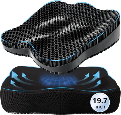 Miniatura 10 de Cojín de asiento más grueso para silla de oficina, gran cojín de asiento de gel para largas sesiones de sentado, soporte para alivio del dolor