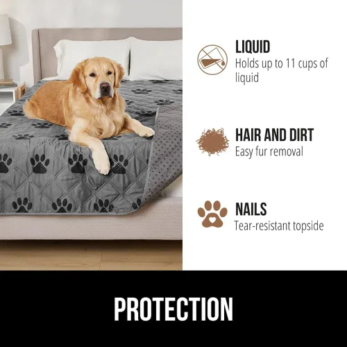 Miniatura 5 de GORILLA GRIP Funda de cama impermeable para perros, 82 x 68 pulgadas, parte trasera antideslizante con agarre, a prueba de fugas, lavable, funda