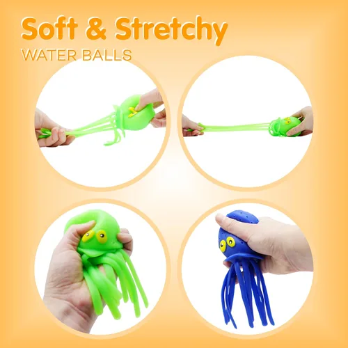 Miniatura 5 de Bolas de agua de pulpo, paquete de 6 juguetes de piscina para niños, sensoriales, absorbentes, bolas de agua, bomba, juguete de baño para niños