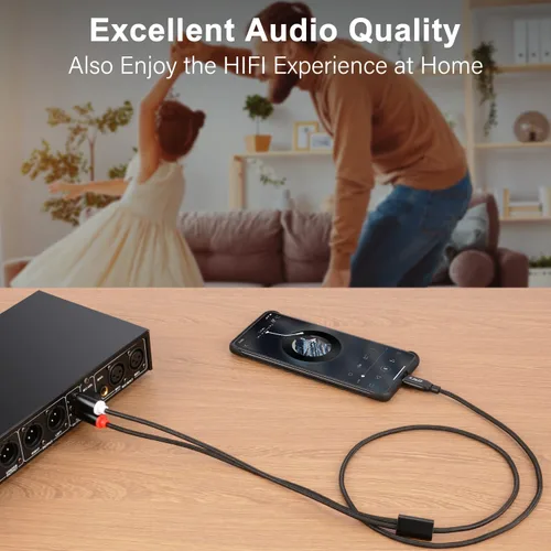 Miniatura 3 de J&D Cable de audio USB C a RCA, cable convertidor de audio estéreo trenzado tipo C macho a 2RCA macho cable divisor en Y compatible con Google Pixel