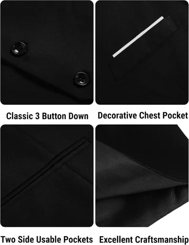 Miniatura 5 de COOFANDY Chaleco de traje formal para hombre, ajustado, casual, para negocios, chaleco