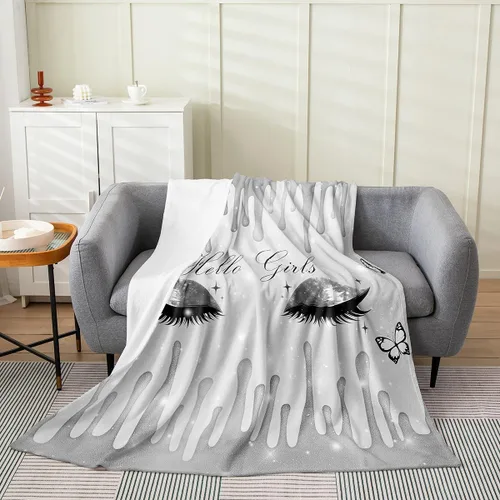 Miniatura 9 de Manta de pestañas para niños de 40 x 50 pulgadas, color rosa degradado, manta de vellón de tinta fluida para sofá y cama, regalo para niñas, manta