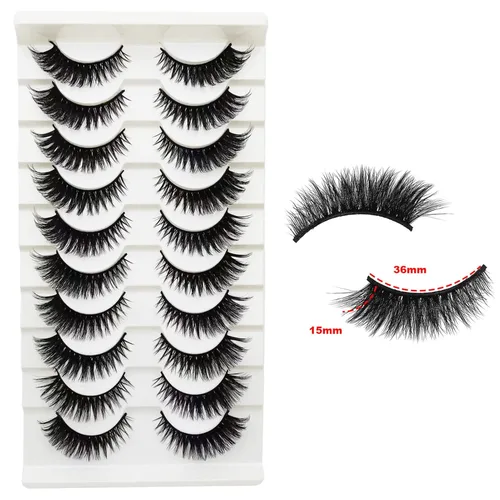 Miniatura 2 de Pestañas de ojo de gato, aspecto natural, finas, esponjosas, de 0.59 pulgadas, cortas, de visón de zorro, paquete de pestañas postizas de visón