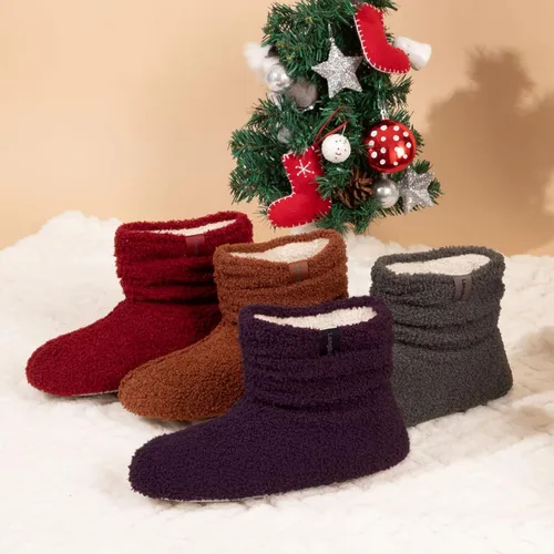 Miniatura 7 de LongBay Pantuflas cálidas de piel rizada para mujer, cómodas botas de forro polar de felpa con espuma viscoelástica para el hogar