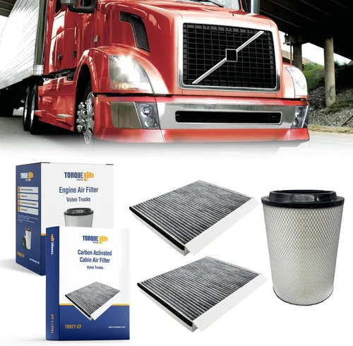 TORQUE Filtro de Aire de Motor y 2 Filtros de Aire de Cabina con Carbón Activado para Camiones Semi Volvo VNL 2002+ Reemplaza 20435801 AF26405