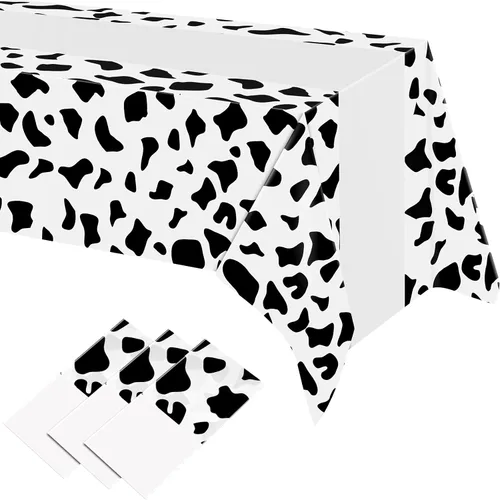 Miniatura 9 de Oudain 6 manteles de vaca de 54 x 108 pulgadas para fiesta, mantel de vaca, camino de mesa, mantel rectangular de fiesta de cumpleaños, suministros