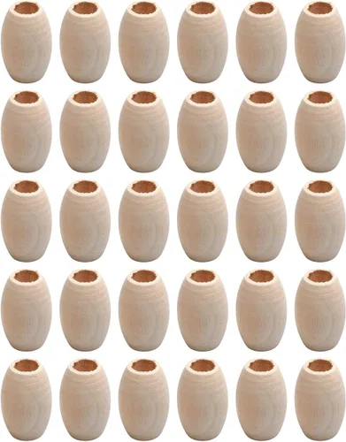 Miniatura 13 de 500 cuentas de madera ovaladas de 6 x 8mm, pequeñas cuentas espaciadoras de madera marrones con forma de grano de arroz, cuentas sueltas de madera