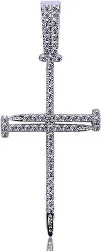 Miniatura 10 de JINAO Cadena de Cruz para Hombres Collar de Cruz de Oro Chapado en Oro de 14K Cadena de Cruz de Clavo Grande con Circonitas Cúbicas Colgante Joyería