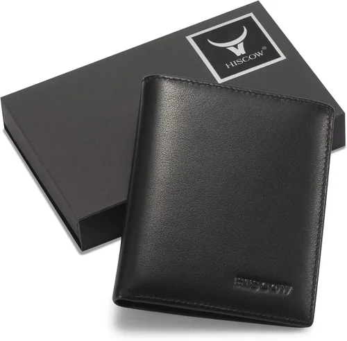 Miniatura 43 de HISCOW Billeteras plegables de cuero de grano completo para hombres, billetera minimalista delgada para hombre, regalos para papá, cumpleaños, día