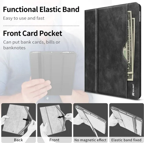 Miniatura 2 de H HOLIMET Funda para iPad de 9ª generación (2021) iPad de 8ª/7ª generación 2020/2019 con soporte para lápices, soporte multiángulo, piel sintética