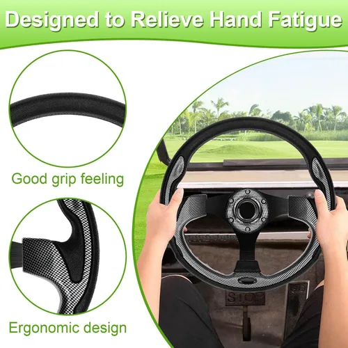 Miniatura 4 de Volante de carrito de golf compatible con EZGO RXV y TXT, Club Car DS, Club Car Precedent Tempo, Yamaha Golf Cart (volante negro)
