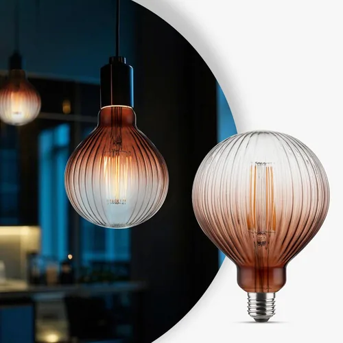 Miniatura 15 de Focos de luz, 4 W, regulables, decorativos, grandes, únicos, ámbar, globo, G125 Edison, bombillas LED con filamento de jaula de ardilla, base media