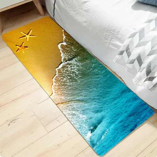 Miniatura 8 de LYFANS Alfombras de baño de espuma de esponja absorbente suave para baño y cocina (24 x 71 pulgadas), tapete de franela antideslizante brillante