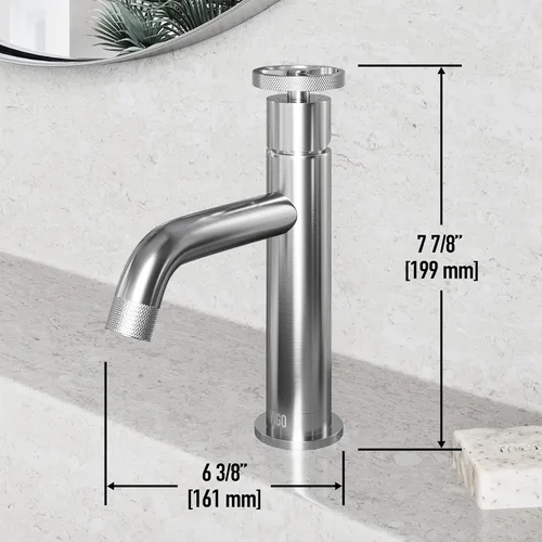 Miniatura 6 de VIGO Cass - Grifo de baño de un solo orificio de 8 pulgadas de alto en níquel cepillado VG01046BN