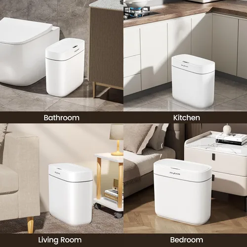 Miniatura 6 de MOPALL Cubo de Basura Automático con Sensor de Movimiento para Baño con Tapa, Cubo de Basura sin Contacto de 3.5 Galones, Cubo de Basura Inteligente