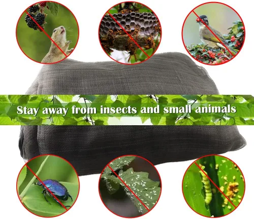 Miniatura 7 de Cubiertas de red para árboles frutales con cremallera para proteger de ardillas y pájaros, red grande para árboles frutales, protección de red, Negro