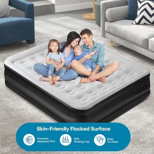 Miniatura 3 de Panana Colchón de aire Queen con bomba eléctrica incorporada, altura de 18.5" Cama de aire hinchable cómoda para invitados con parte superior