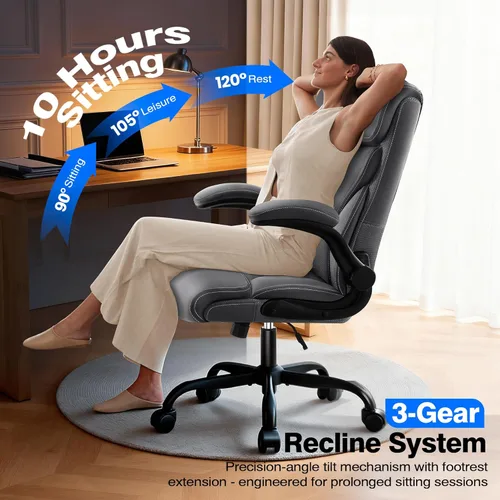 Miniatura 5 de AreShark Silla de oficina – Silla ejecutiva de escritorio cómoda transpirable con respaldo alto y soporte lumbar, silla ergonómica de cuero rodante