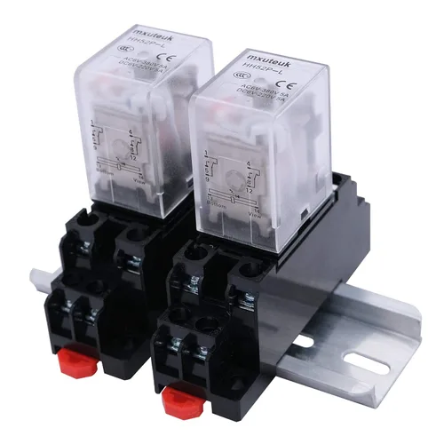 Miniatura 5 de mxuteuk 2 unidades AC12V AC24V AC110V AC220V DC12V DC24V (puedes elegir) LED Indicador Electromagnético Bobina Relé de alimentación DPDT, con base