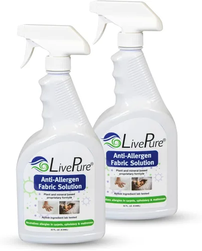 Miniatura 7 de LivePure Spray de tela antialérgeno de 3 onzas para superficies domésticas. Spray antialérgeno a base de plantas para ácaros del polvo y caspa