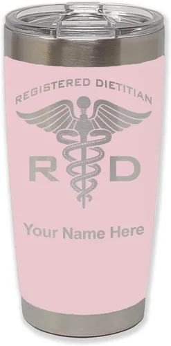 Miniatura 12 de LaserGram Vaso aislado al vacío de 20 onzas, dietista registrado RD, grabado personalizado incluido (negro)