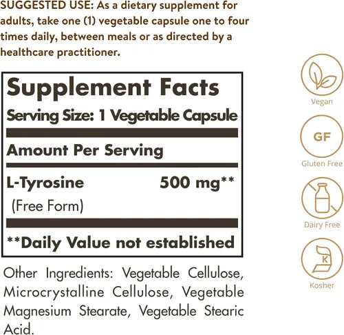 Miniatura 2 de Solgar – L-Tirosina 500 mg cápsulas vegetales