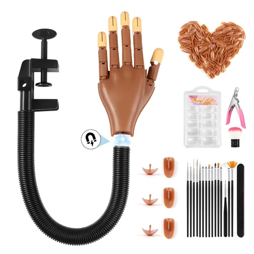 Miniatura 10 de Mano de práctica para uñas acrílicas, flexibles, kit de práctica de entrenamiento de uñas, maniquí falso, manos para uñas, práctica de bricolaje
